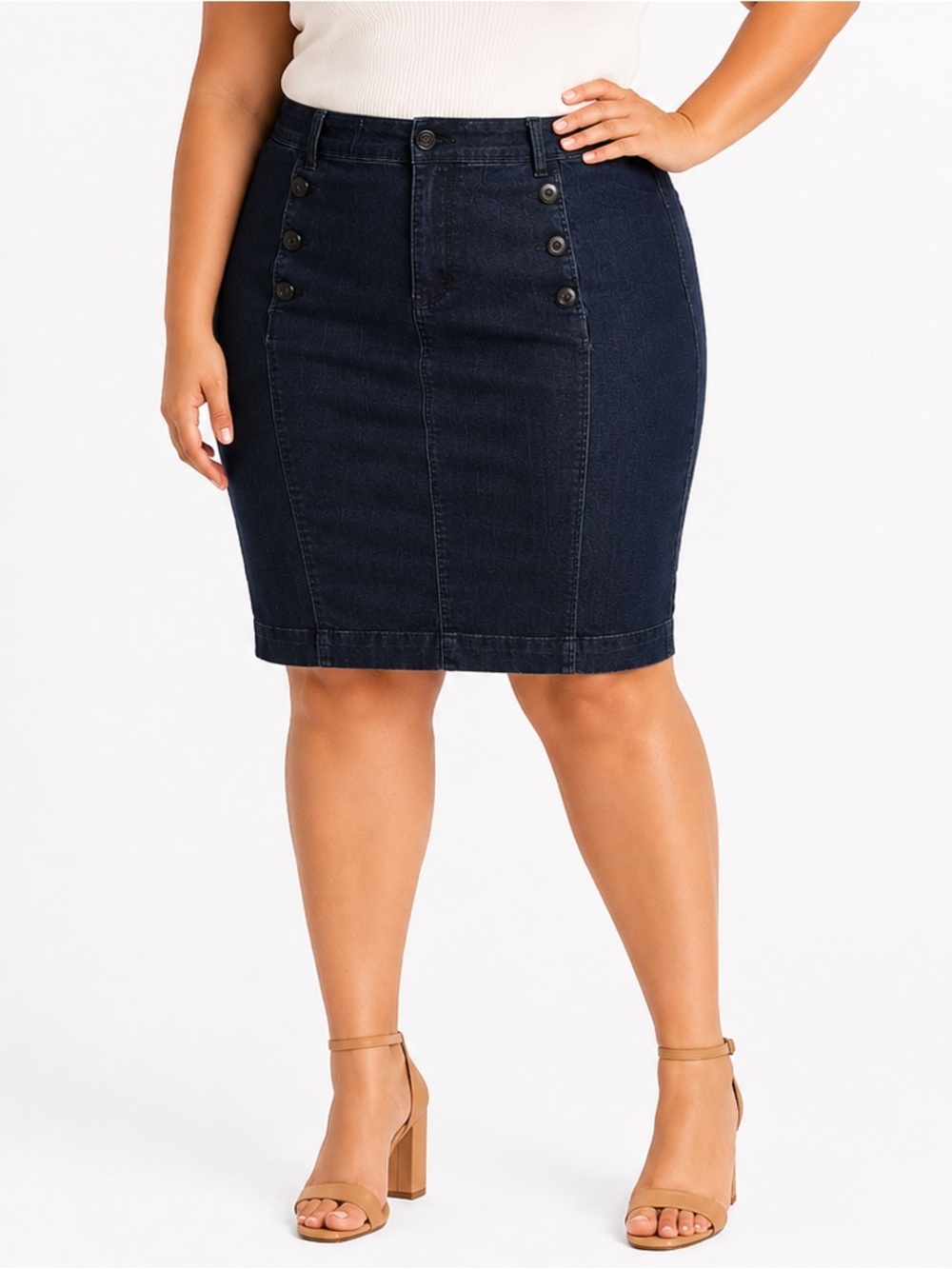ONE5ONE Dark Wash Stretch Denim Pencil Skirt 2X